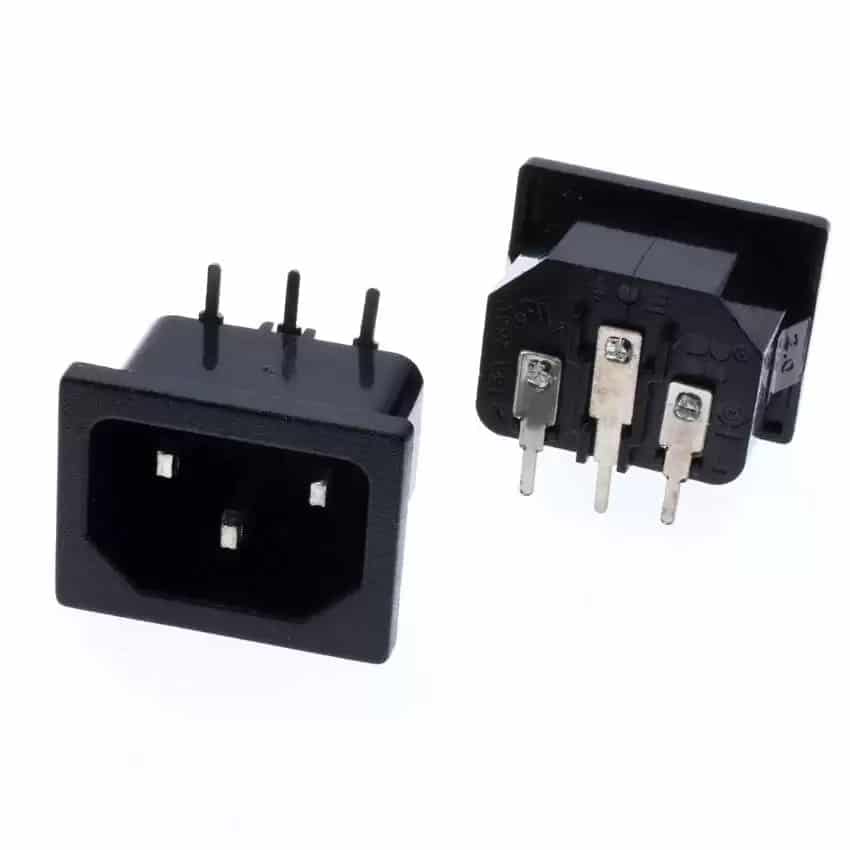 AC Power Socket 3Pins Male Right Angle Connector on PCB