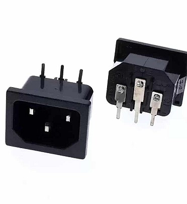 AC Power Socket 3Pins Male Right Angle Connector on PCB