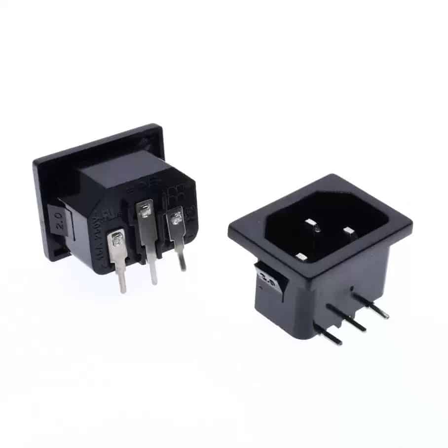 AC Power Socket 3Pins Male Right Angle Connector on PCB