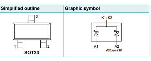 BAT721C Schottky Barrier Dual Diode (40 V, 200 mA)
