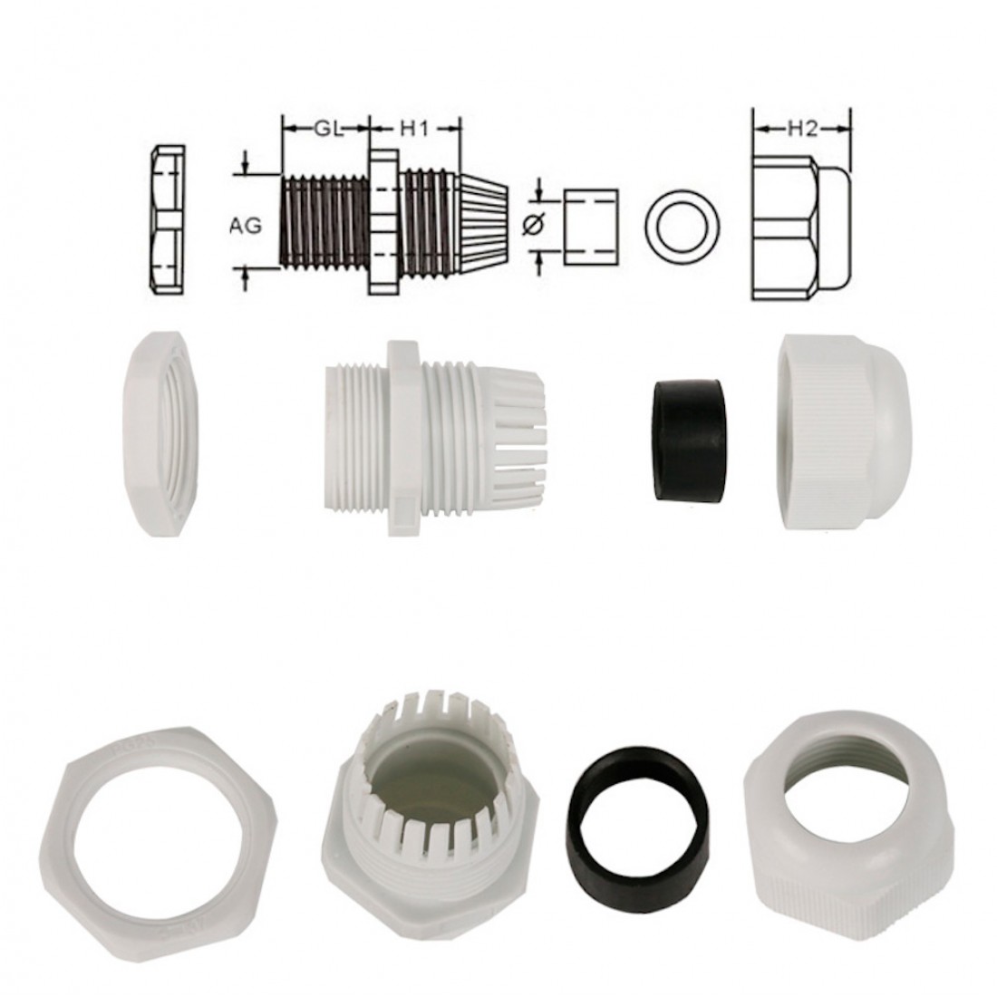 PG7 Waterproof Plastic Cable Gland IP68 (2-5mm)