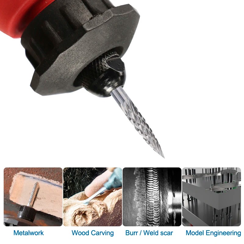 Tungsten Carbide Rotary File Set 3x3mm Single and Double Cut Rotary Burr 20Pcs/Set For Rotary Tools Accessories