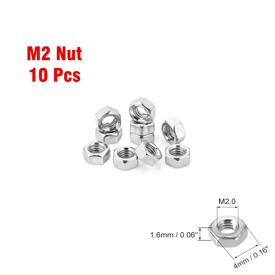 M2 Hex Nut (10 Pcs)