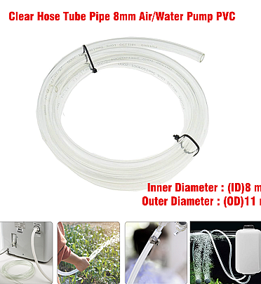 Flexible Clear Hose Tube Pipe 8mm Air/Water Pump PVC