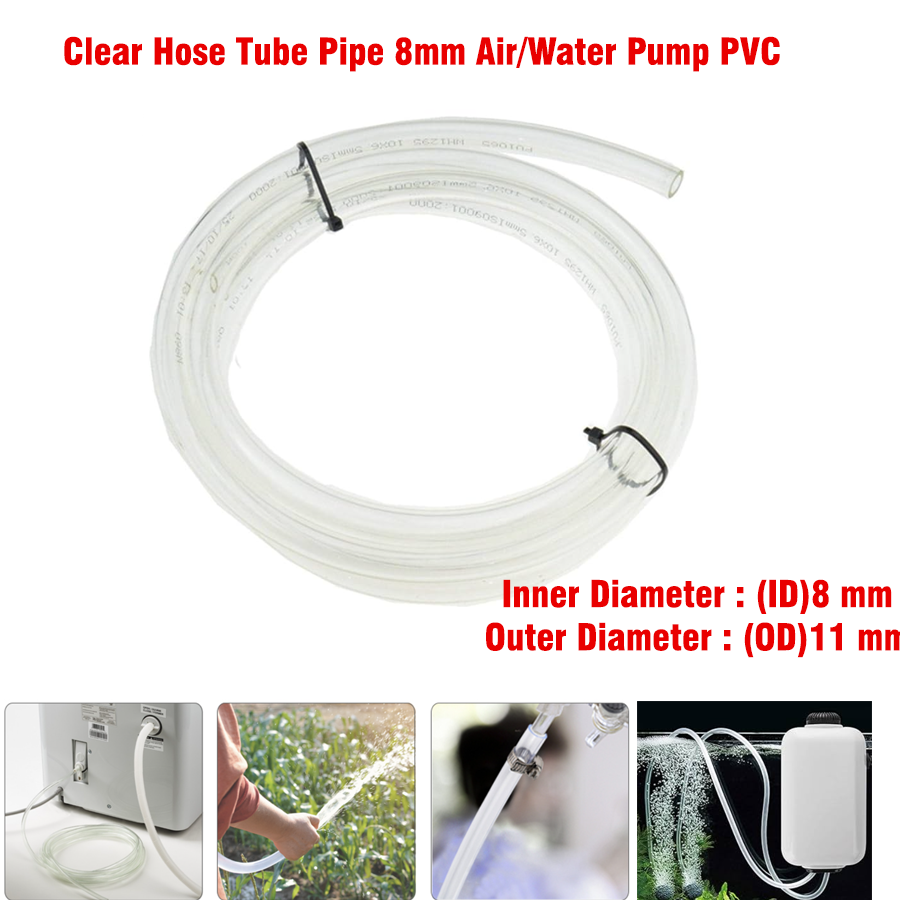 Flexible Clear Hose Tube Pipe 8mm Air/Water Pump PVC