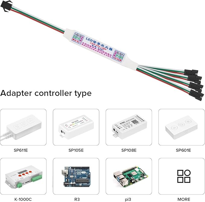 Mini TTL Signal Amplifier Repeater 1 to 4 Support 3Pin Addressable RGB IC WS2812B WS2811 16703 SK6812 DC 5-24V