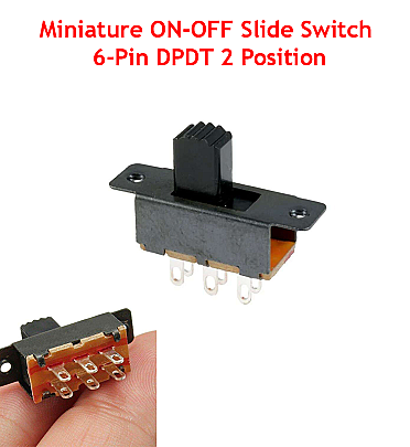 Miniature ON-OFF Slide Switch 6-Pin DPDT 2 Position