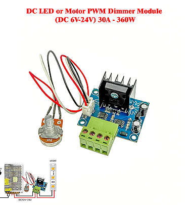 DC LED or Speed Motor PWM Dimmer Module (DC 6V-24V) 30A - 360W
