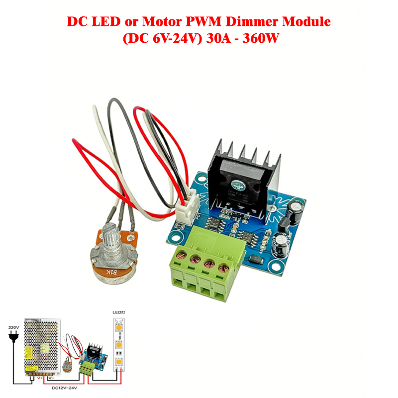 DC LED or Speed Motor PWM Dimmer Module (DC 6V-24V) 30A - 360W