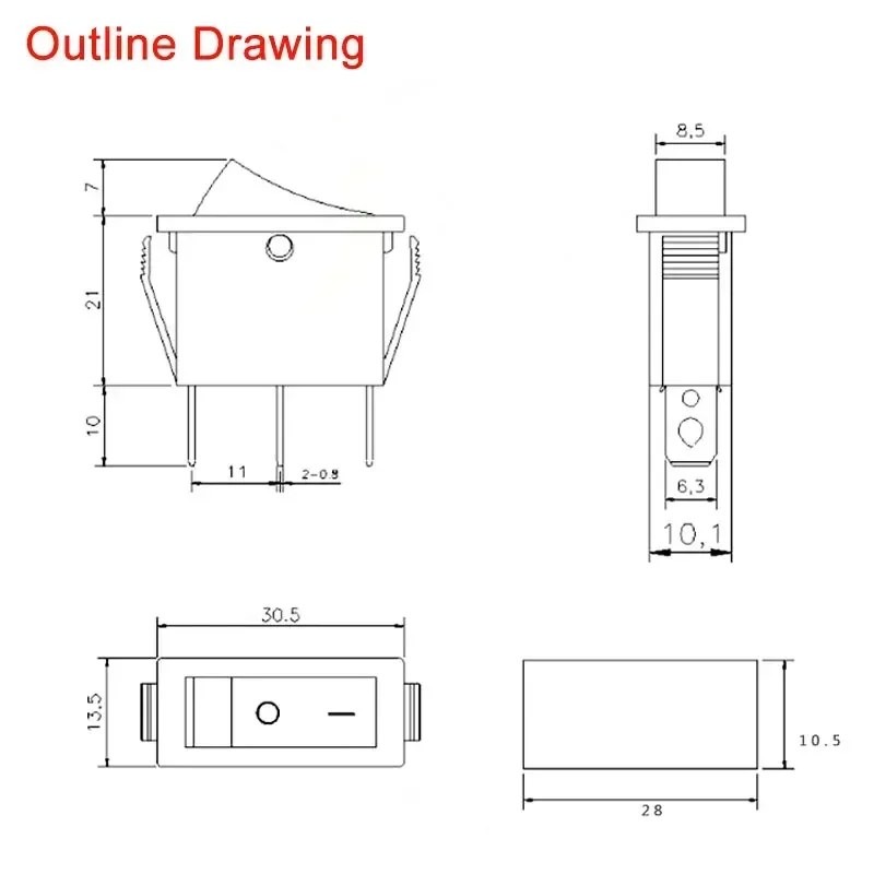 ON/OFF Rocker Switch 3Pins (16A-250VAC) with LED - KCD3