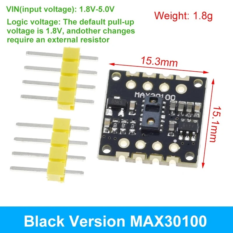 MAX30100 Heart Rate Pulse Sensor Module Puls Detection Blood Oxygen Sensor (Black version)