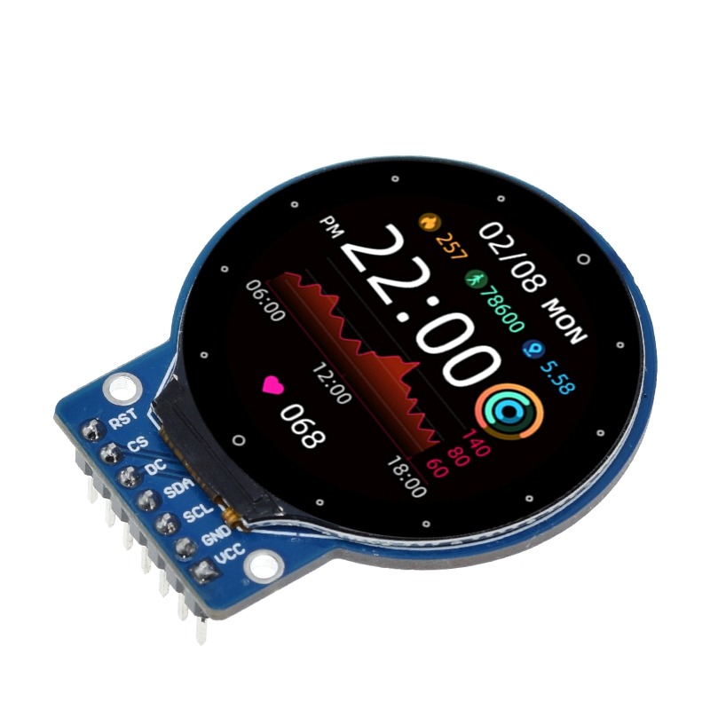 TFT SPI Interface LCD Module 1.28 inch - GC9A01 Round Display RGB 240X240