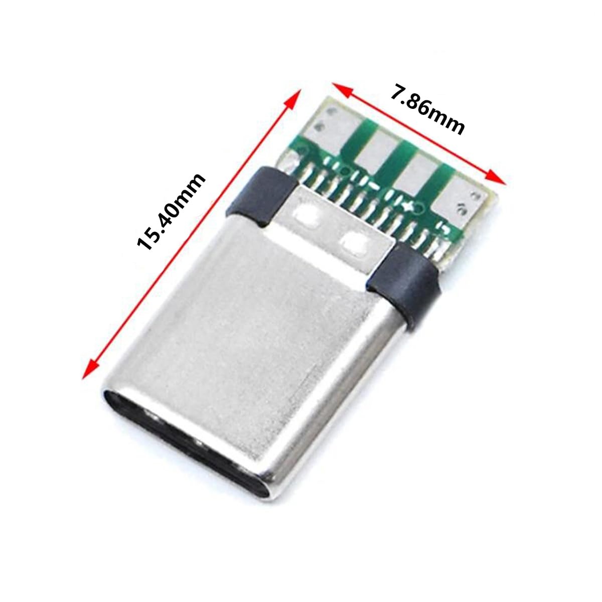 USB 3.1 Type C Male 24pin Connector with Plastic Housing (Black)