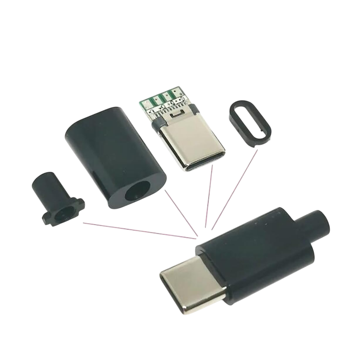 USB 3.1 Type C Male 24pin Connector with Plastic Housing (Black)