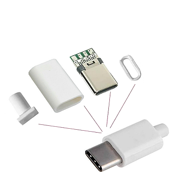 USB 3.1 Type C Male 24pin Connector with Plastic Housing (White)