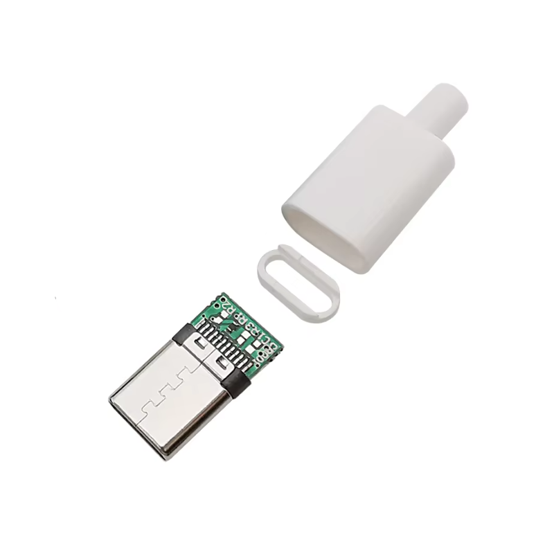 USB 3.1 Type C Male 24pin Connector with Plastic Housing (White)