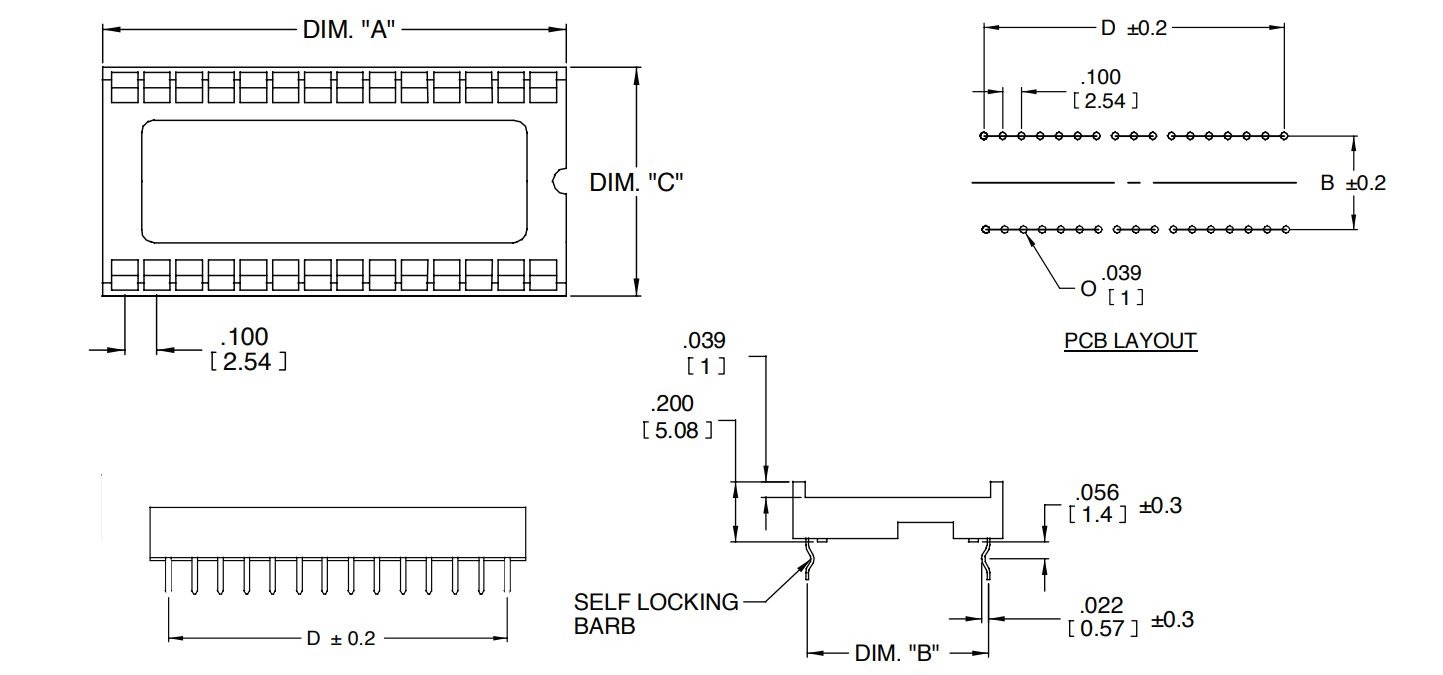 IC socket 40Pin (20+20) (Original - USA)