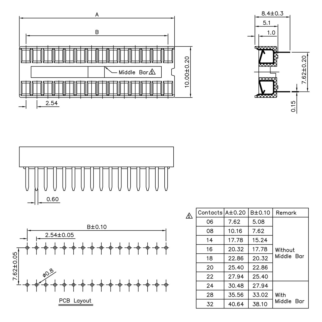 IC socket 28Pin (14+14)
