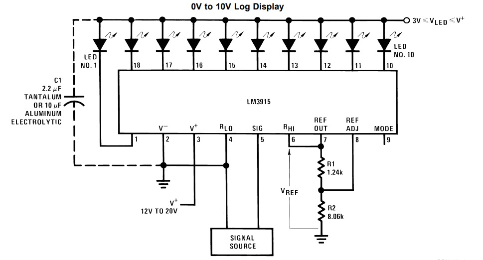 LM3915 DIP-18 (Logarithmic Dot/Bar Display Driver)