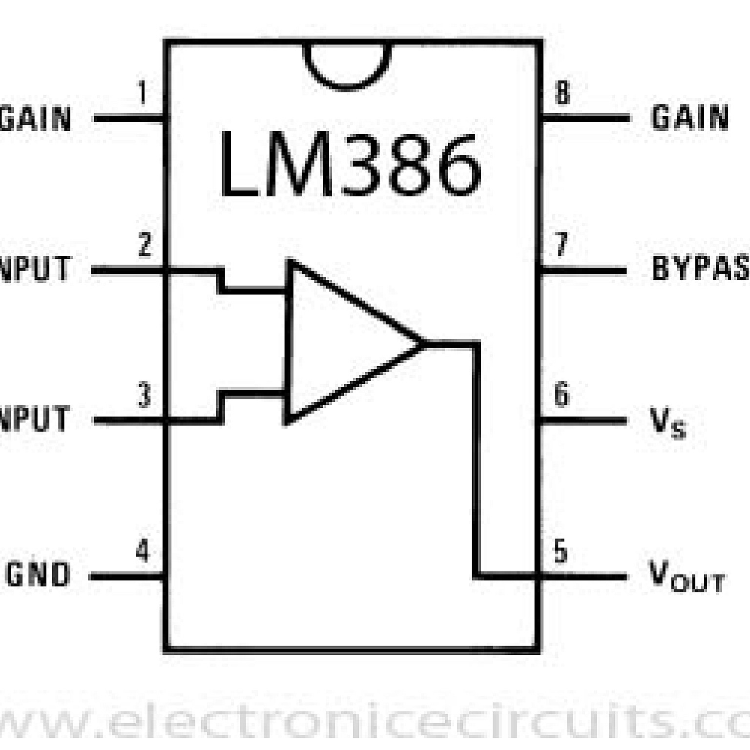 LM386 DIP-8 (Low Voltage Audio Power Amplifier)