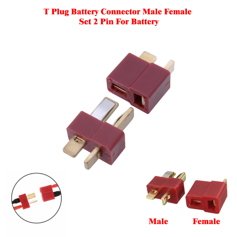T Plug Battery Connector Male Female Set 2 Pin For Battery