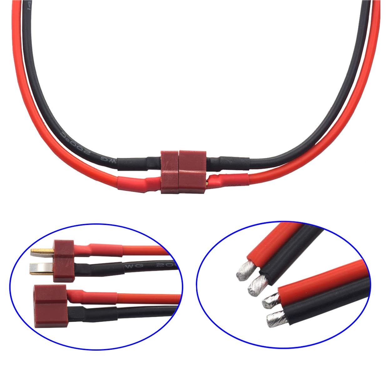 T Plug Battery Connector Male Female with 150mm 14AWG Silicone Wire Cable For Battery