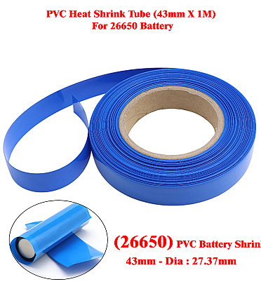PVC Heat Shrink Tube (43mm X 1M) For 26650 Battery