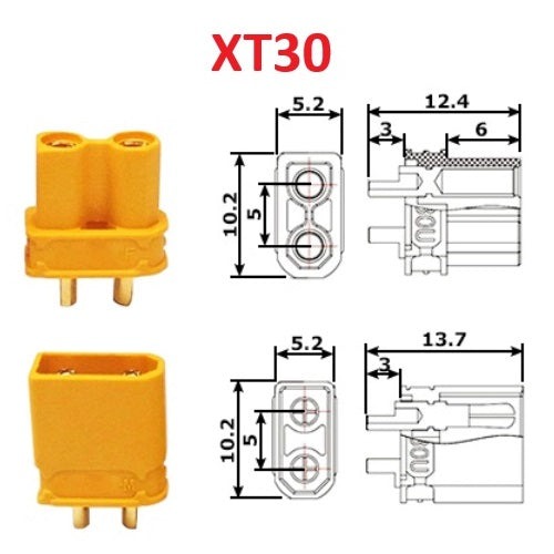 XT30 Battery Connectors Male Female Set 2Pin High Power For Battery