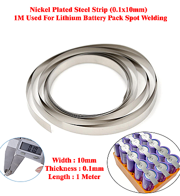 Nickel Strip (0.1x10mm) - 1M Used For Lithium Battery Pack Spot Welding