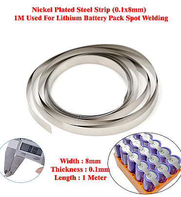 Nickel Strip (0.1x8mm) - 1M Used For Lithium Battery Pack Spot Welding