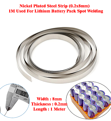 Nickel Strip (0.2x8mm) - 1M Used For Lithium Battery Pack Spot Welding