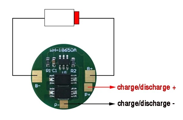 BMS 1S Round (3.7V - 4A) Lithium Battery Protection Board