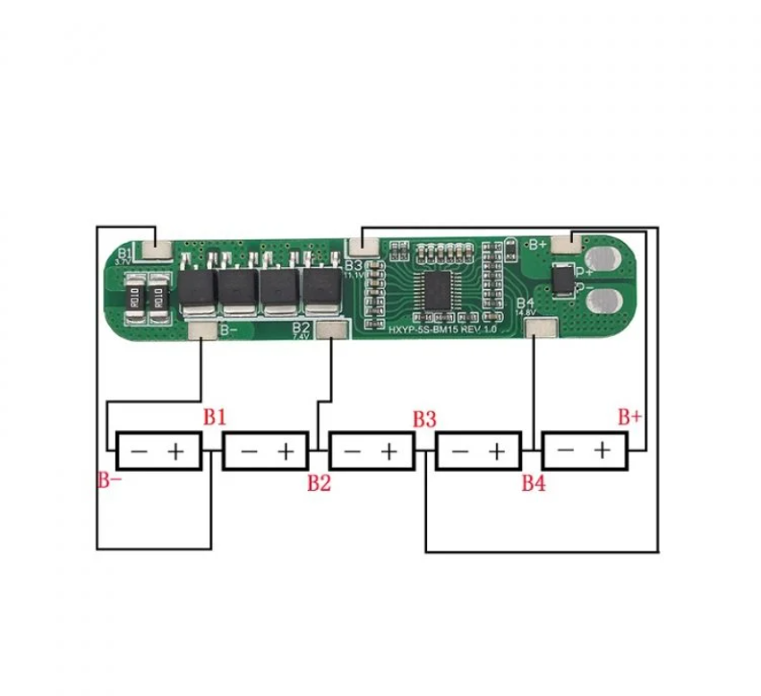 BMS 5S Stright (21V - 15A) Lithium Battery Protection Board