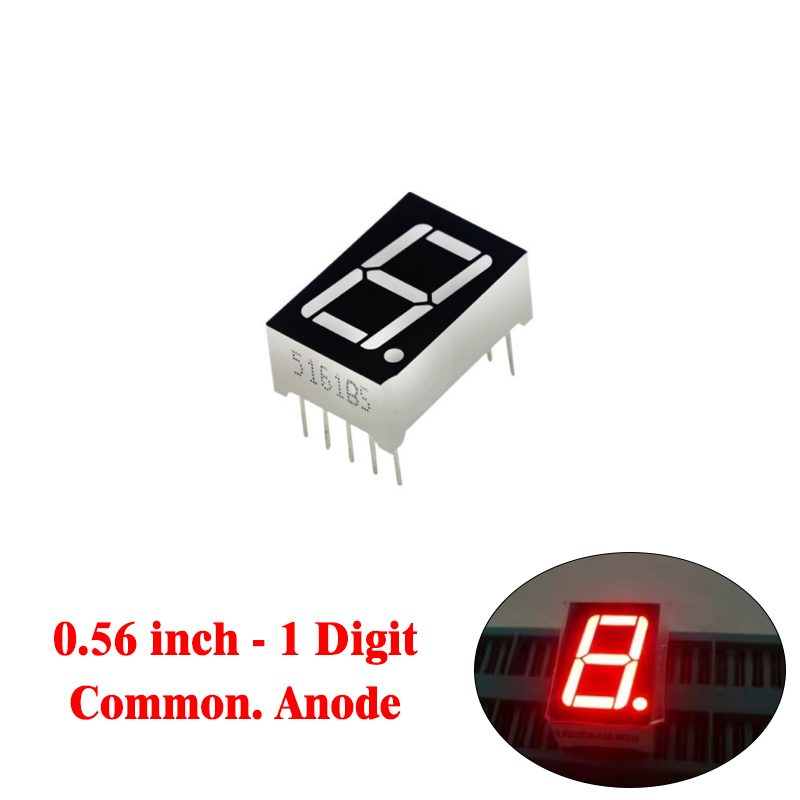 Single Digit 7 Segment (0.56 Inch) Com.Anode - RED - 5161BS