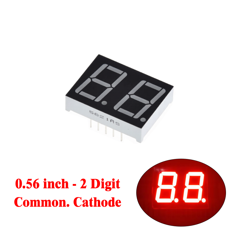 Two Digit 7 Segment (0.56 Inch) Com.Cathode - RED - 5621AS