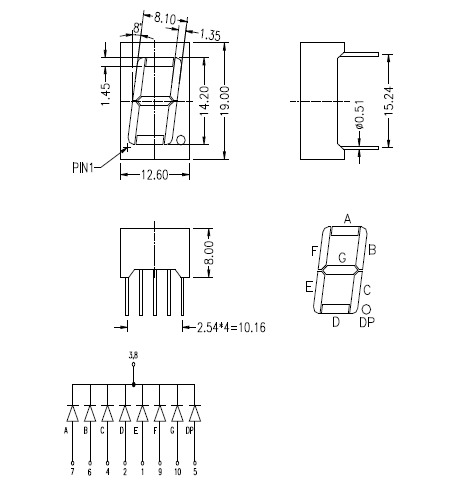 Single Digit 7 Segment (0.56 Inch) Com.Cathode - RED - 5161AS