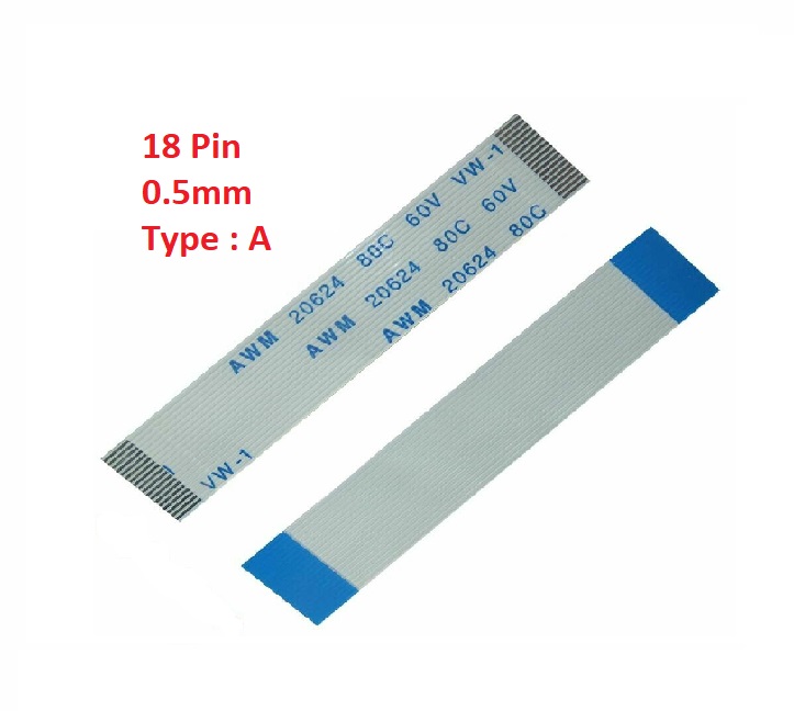 Flexible Flat Cable FFC (18 Pin) 0.5mm Pitch 50mm (Type: A)