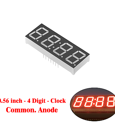 Four Digit Clock Time 7 Segment (0.56 Inch) Com.Anode - RED - 5643BS