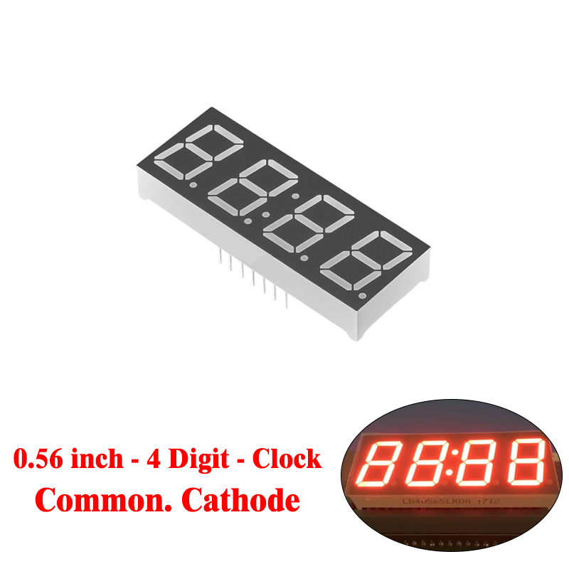 Four Digit Clock Time 7 Segment (0.56 Inch) Com.Cathode - RED - 5643AS