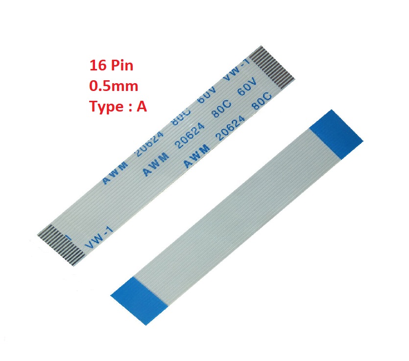 Flexible Flat Cable FFC (16 Pin) 0.5mm Pitch 70mm (Type: A)