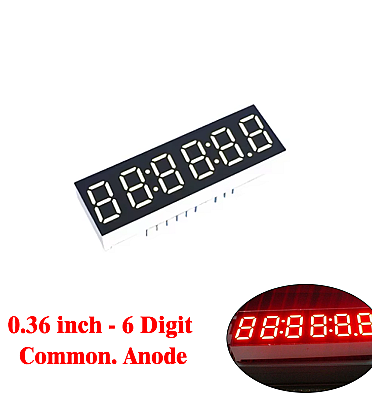 Six Digit 7 Segment (0.36 Inch) Com.Anode - RED - FJS3661BH