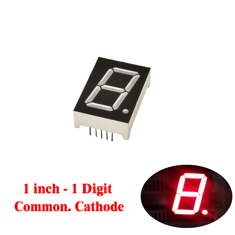 Single Digit 7 Segment (1 Inch) Com.Cathode - RED - 10016AS