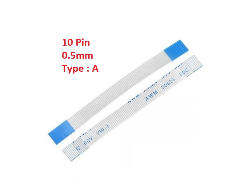 Flexible Flat Cable FFC (10 Pin) 0.5mm Pitch 50mm (Type: A)