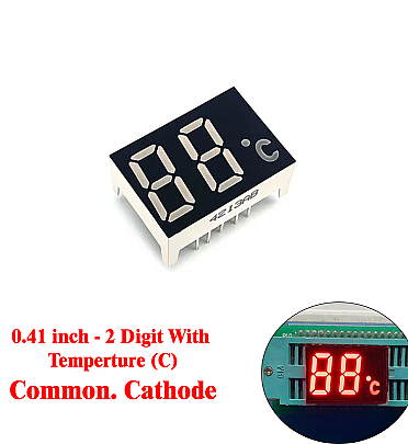 Two Digit 7 Segment °C display led with temperature (0.41 Inch) Com.Cathode - RED - 4213AS