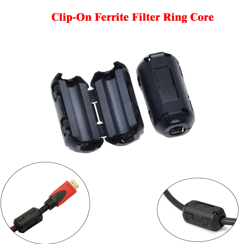 Clip-On Ferrite Filter Ring 5mm Core Noise Suppressor For EMI RFI Clip Cable Active Components