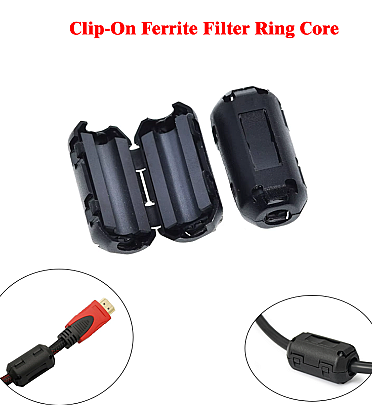 Clip-On Ferrite Filter Ring 5mm Core Noise Suppressor For EMI RFI Clip Cable Active Components