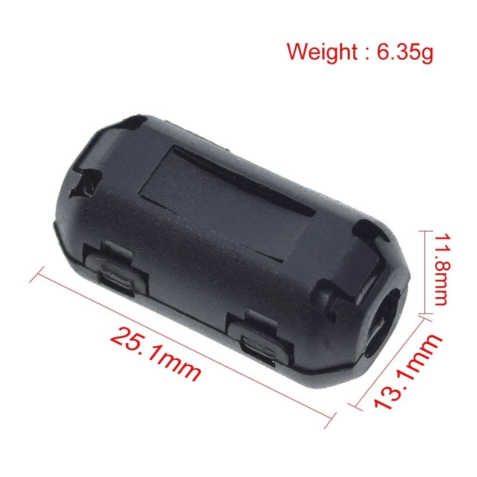 Clip-On Ferrite Filter Ring 5mm Core Noise Suppressor For EMI RFI Clip Cable Active Components