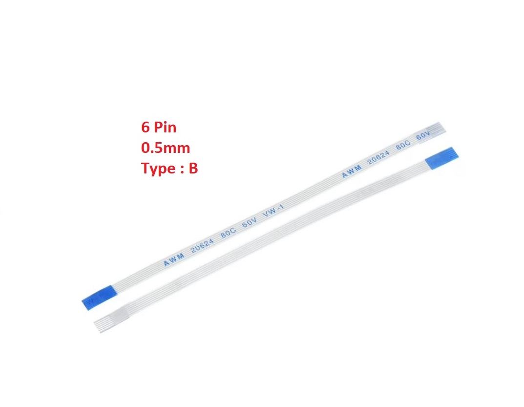 Flexible Flat Cable FFC (6 Pin) 0.5mm Pitch 100mm (Type: B)