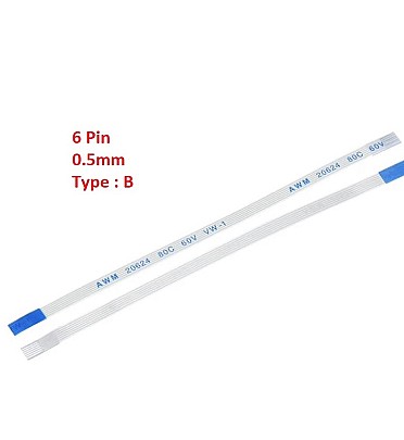 Flexible Flat Cable FFC (6 Pin) 0.5mm Pitch 100mm (Type: B)