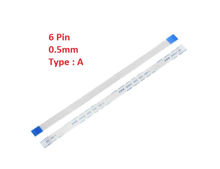 Flexible Flat Cable FFC (6 Pin) 0.5mm Pitch 100mm (Type: A)